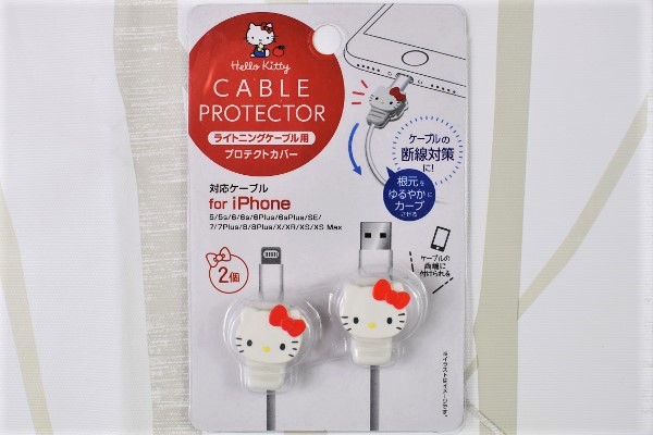 【100均ずぼらシュラン】ダイソー「ライトニングケーブル用 プロテクトカバー」キティちゃんで断線対策の画像2