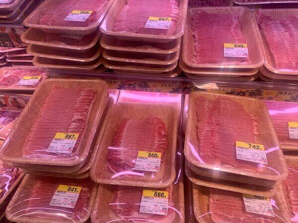 国産豚ローススライスは100gあたり118円